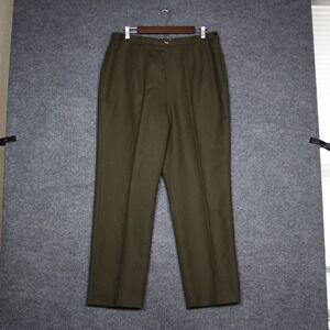 Vintage SAGE HARBOR Womens Size 14 Wool Blend Pleated Dress Pants Olive Green